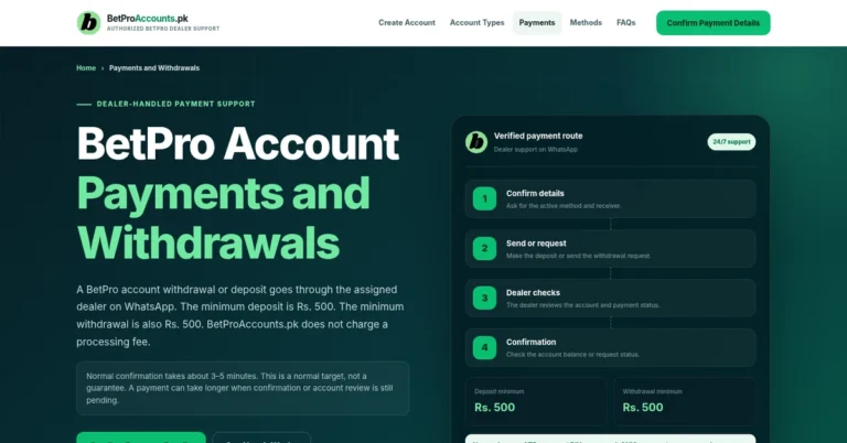 BetPro minimum deposit in Pakistan