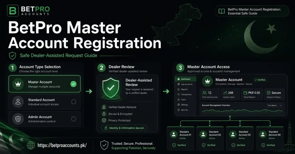 BetPro Master Account registration process in Pakistan