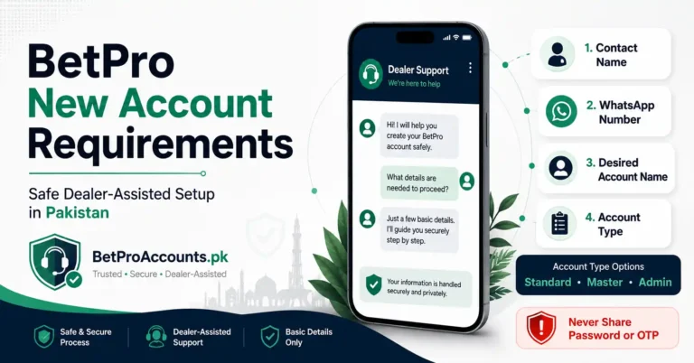 BetPro new account requirements in Pakistan for dealer-assisted setup